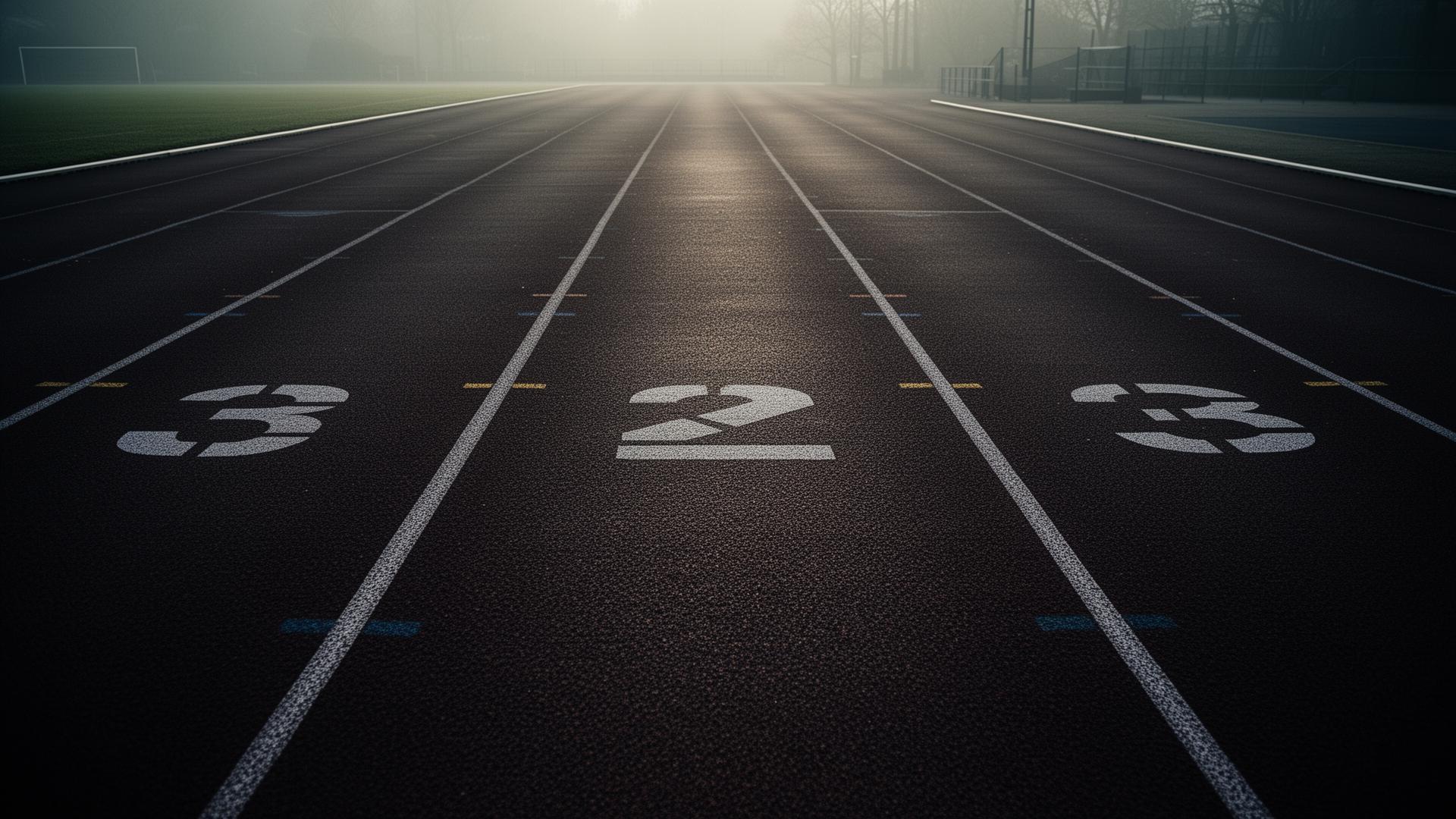 Empty running track at dawn